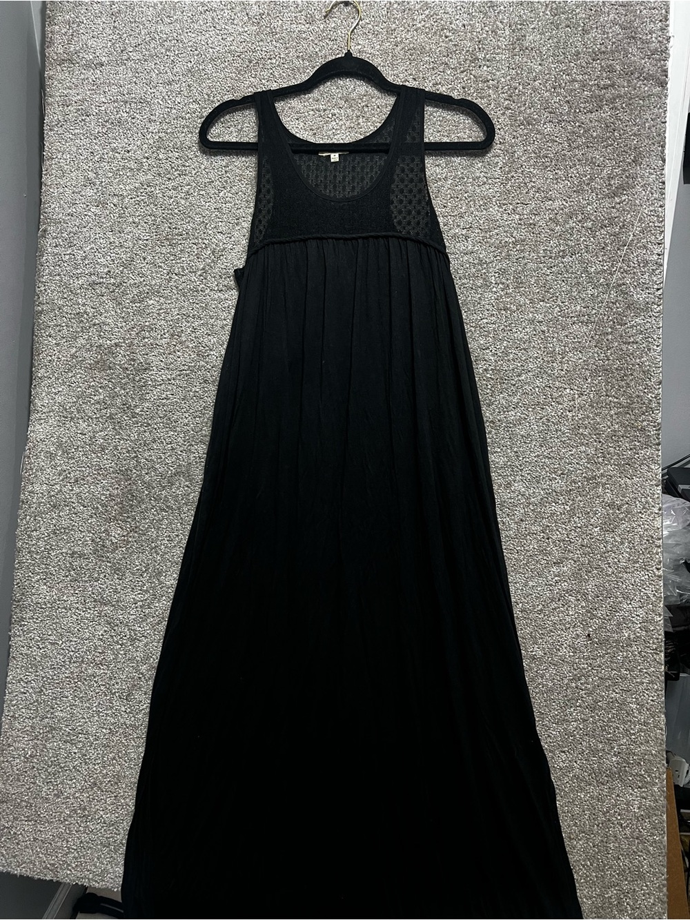 Kori America Woman’s Black Maxi Dress Lace Sleeveless Slits Size Medium